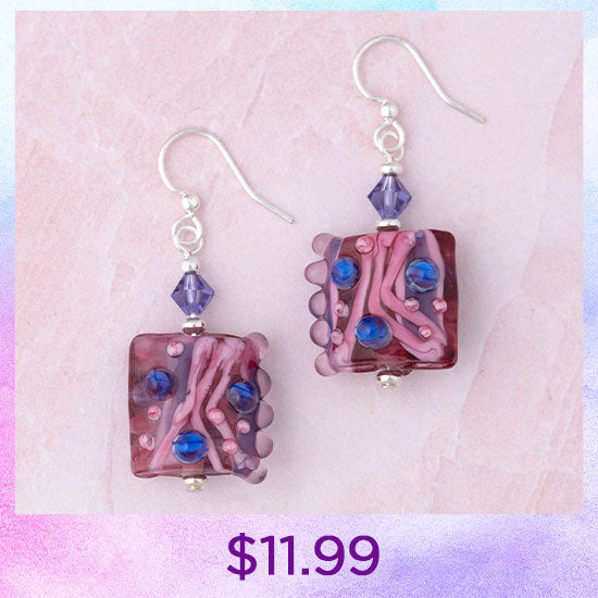 Jazzy Lampwork Glass Earrings - $11.99