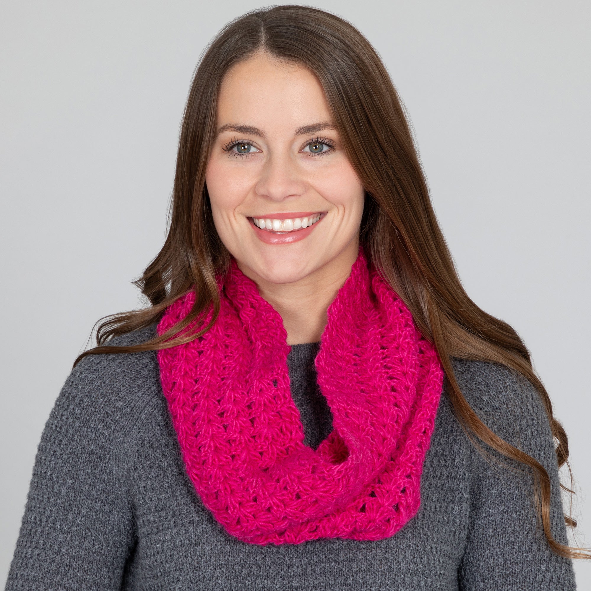 Waves Of Color Infinity Scarf - Crochet Pink