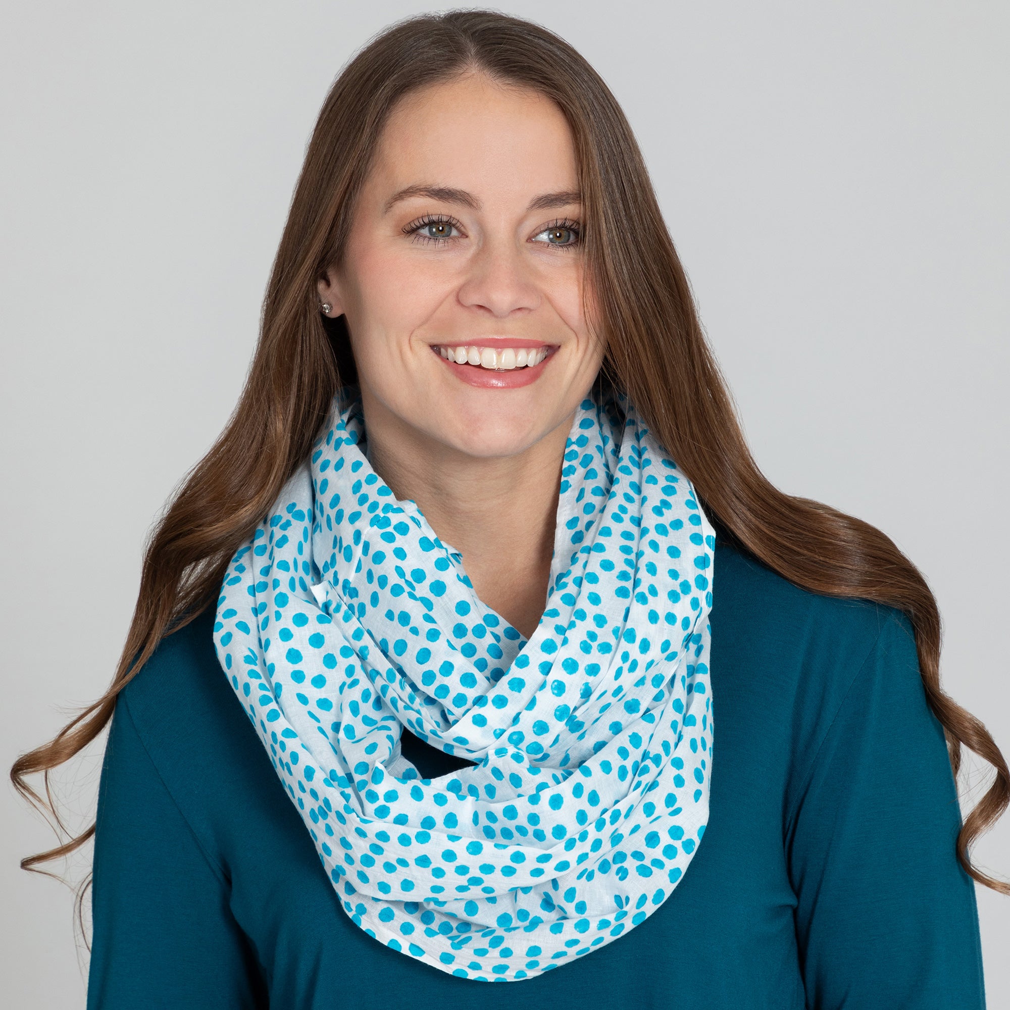 Waves Of Color Infinity Scarf - Dots Turquoise