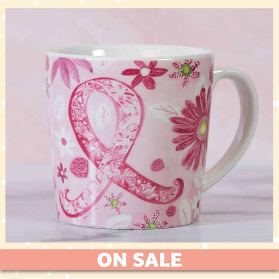 Pink Ribbon Floral Grande Mug - On Sale