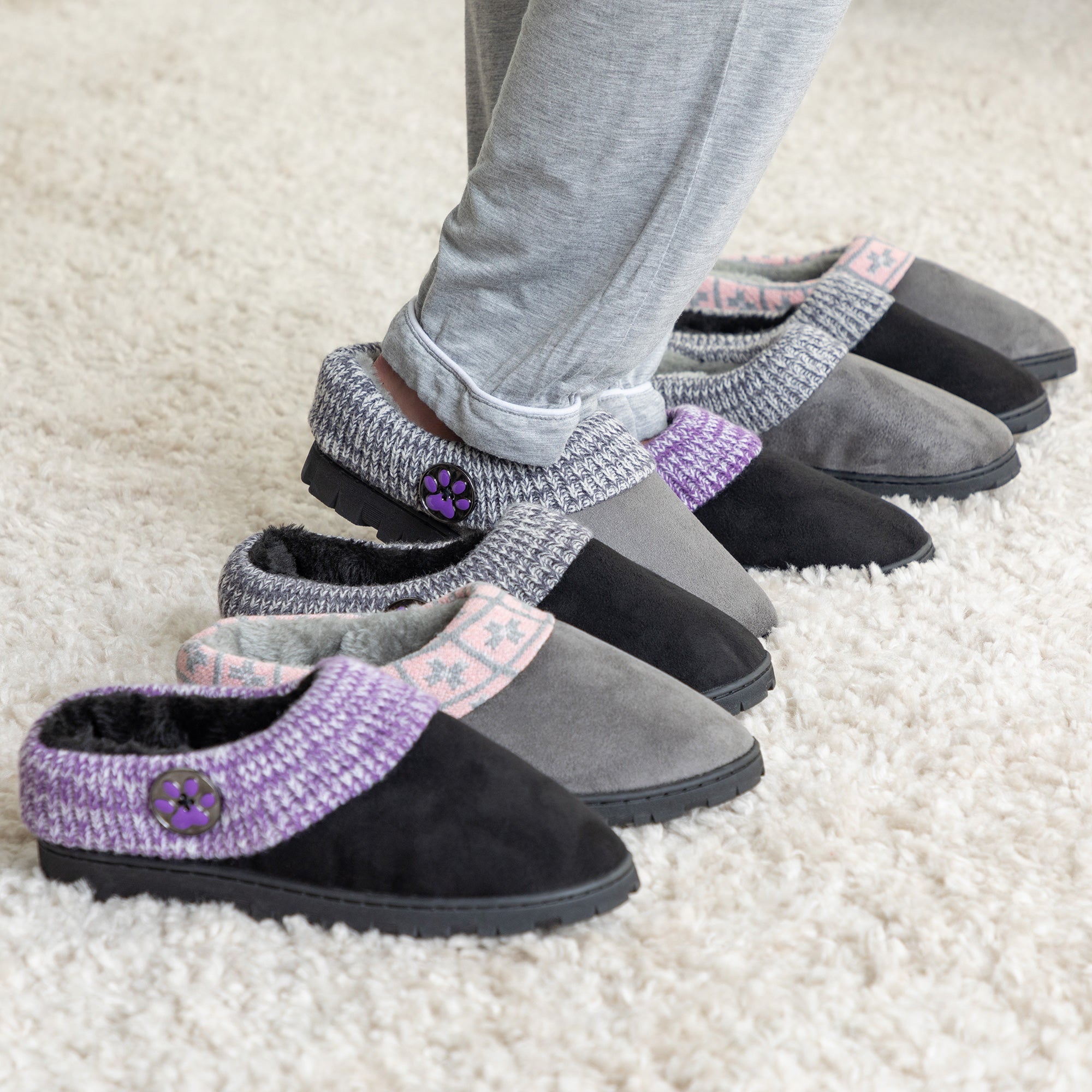 Purple Paw Women's Comfy Clog Slippers - Black - 9