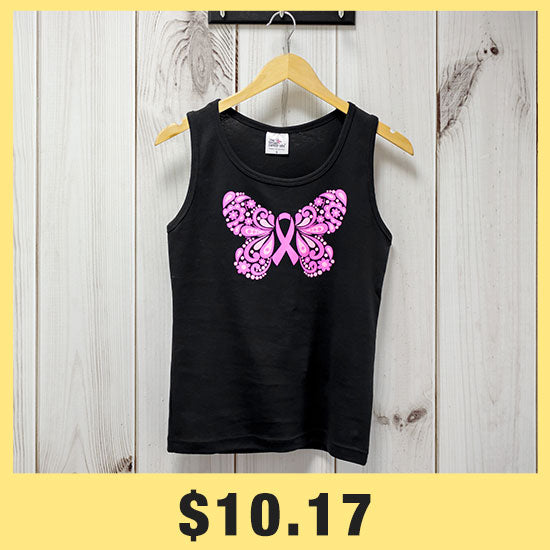 Floral Pink Ribbon Butterfly Tank Top - $10.17