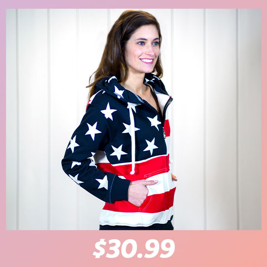 American Flag Zip Hooded Sweatshirt - $30.99