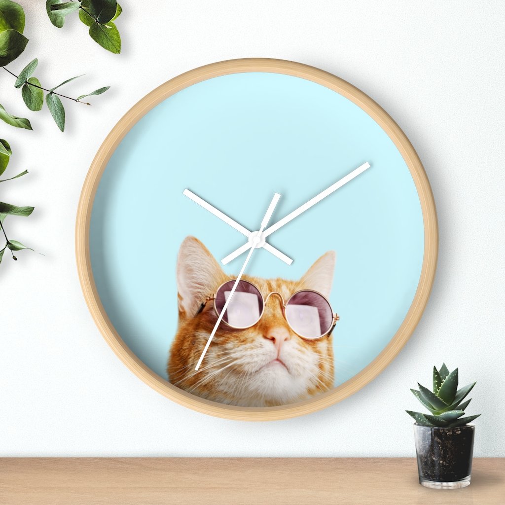 Cat Is Always Right Wall Clock - Wooden - White