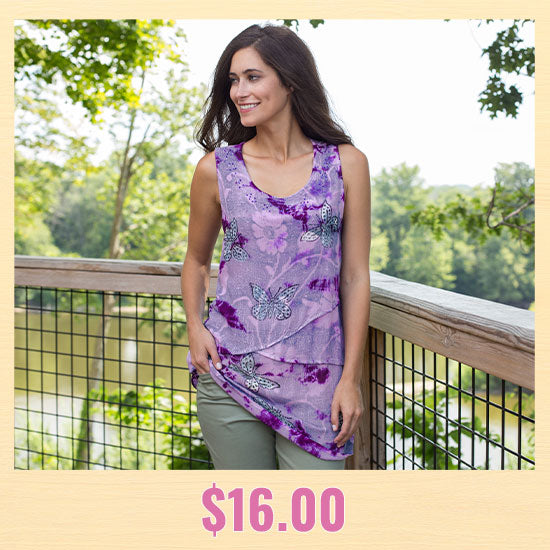 Butterflies & Blooms Layered Tunic - $16.00