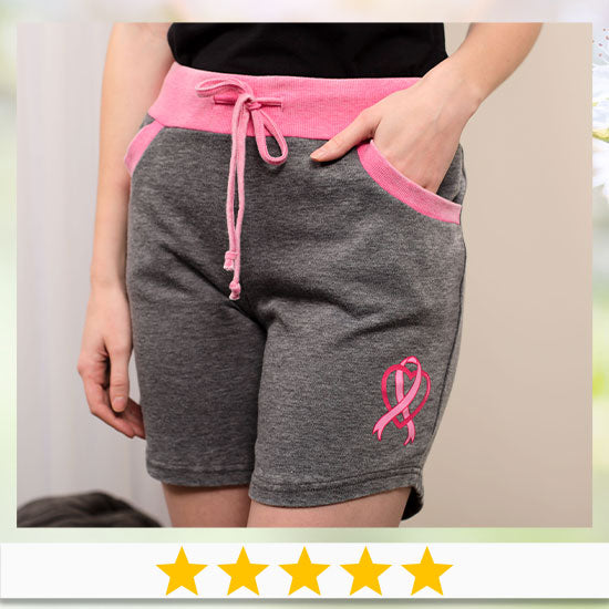 Pink Ribbon Heart Burnout Shorts - ★★★★★