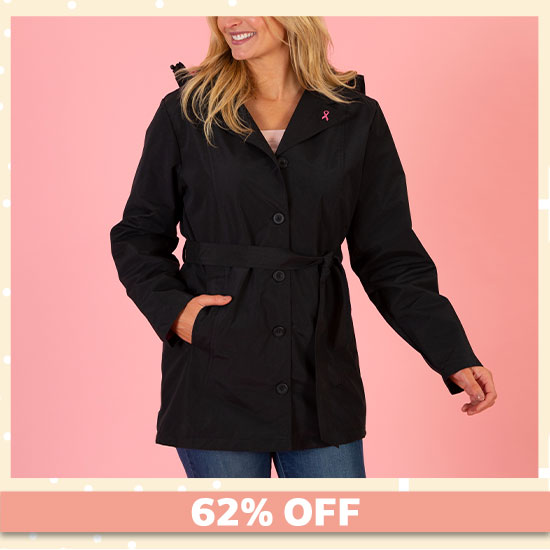 Pink Ribbon Fleece Lined Rain Jacket - 62% OFF