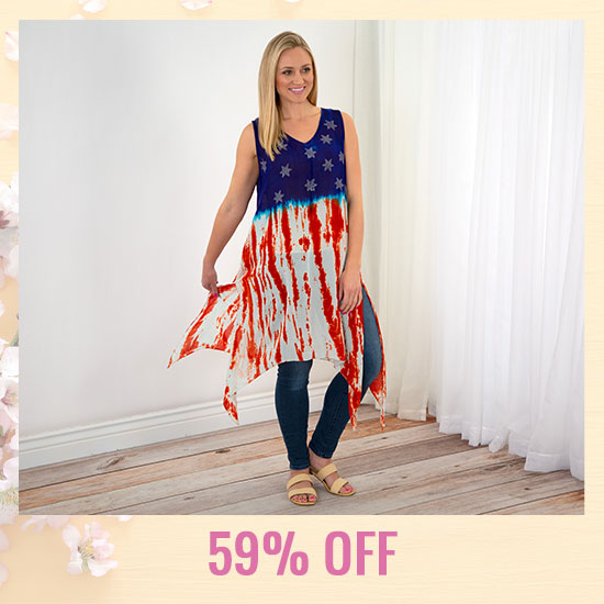 Stars & Stripes Sleeveless Tunic Dress - 59% OFF