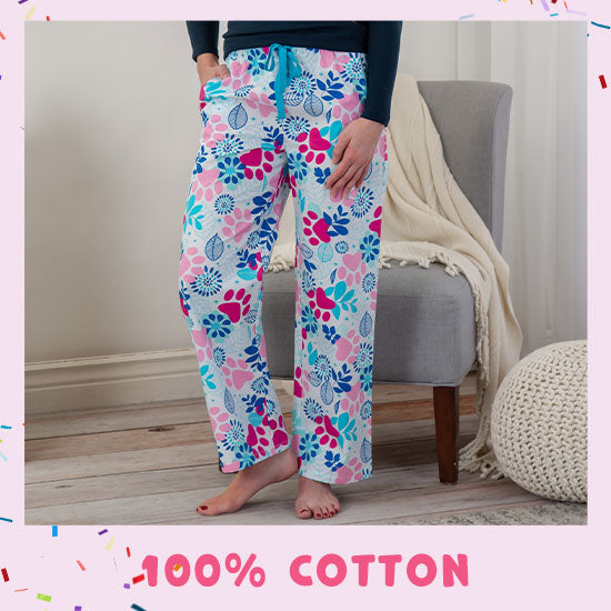 Paws & Flowers Lightweight Pajama Pants - 100% Cotton