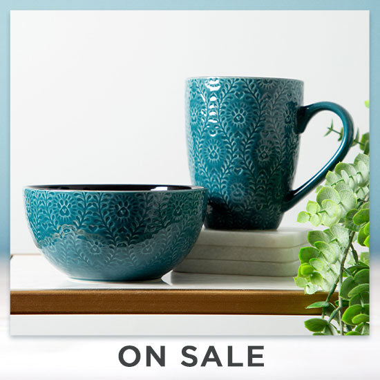 Flowering Vines Paw Print Mug & Bowl Set - On Sale