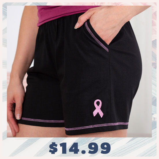 Pink Ribbon Contrast Casual Shorts - $14.99