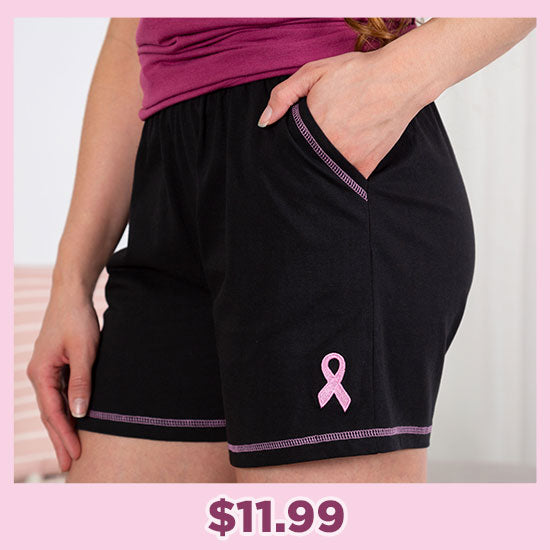 Pink Ribbon Contrast Casual Shorts - $11.99