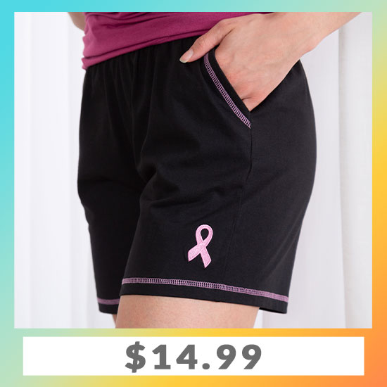 Pink Ribbon Contrast Casual Shorts - $14.99