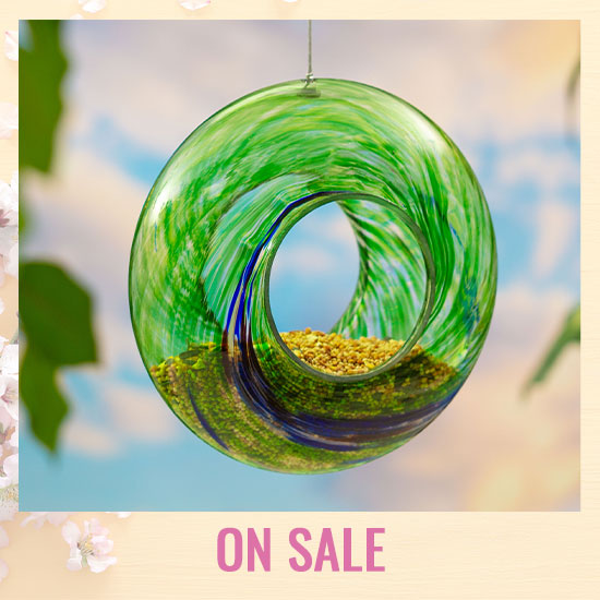 Ocean Swirl Glass Bird Feeder - On Sale