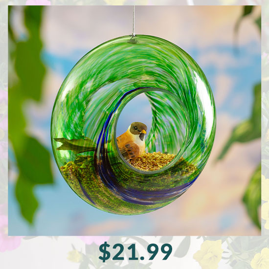 Ocean Swirl Glass Bird Feeder - $21.99
