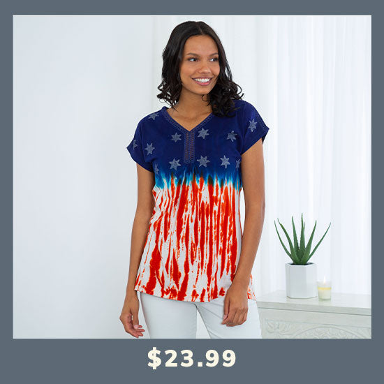 Stars & Stripes V-Neck Tee - $23.99