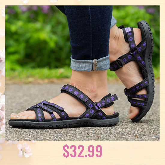 Ultralite™ Purple Paw Strappy Sport Sandals - $32.99