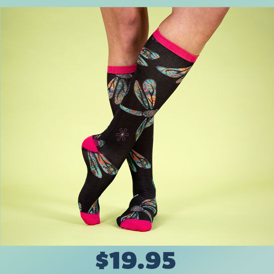 Dragonfly Floral Compression Socks - $19.95