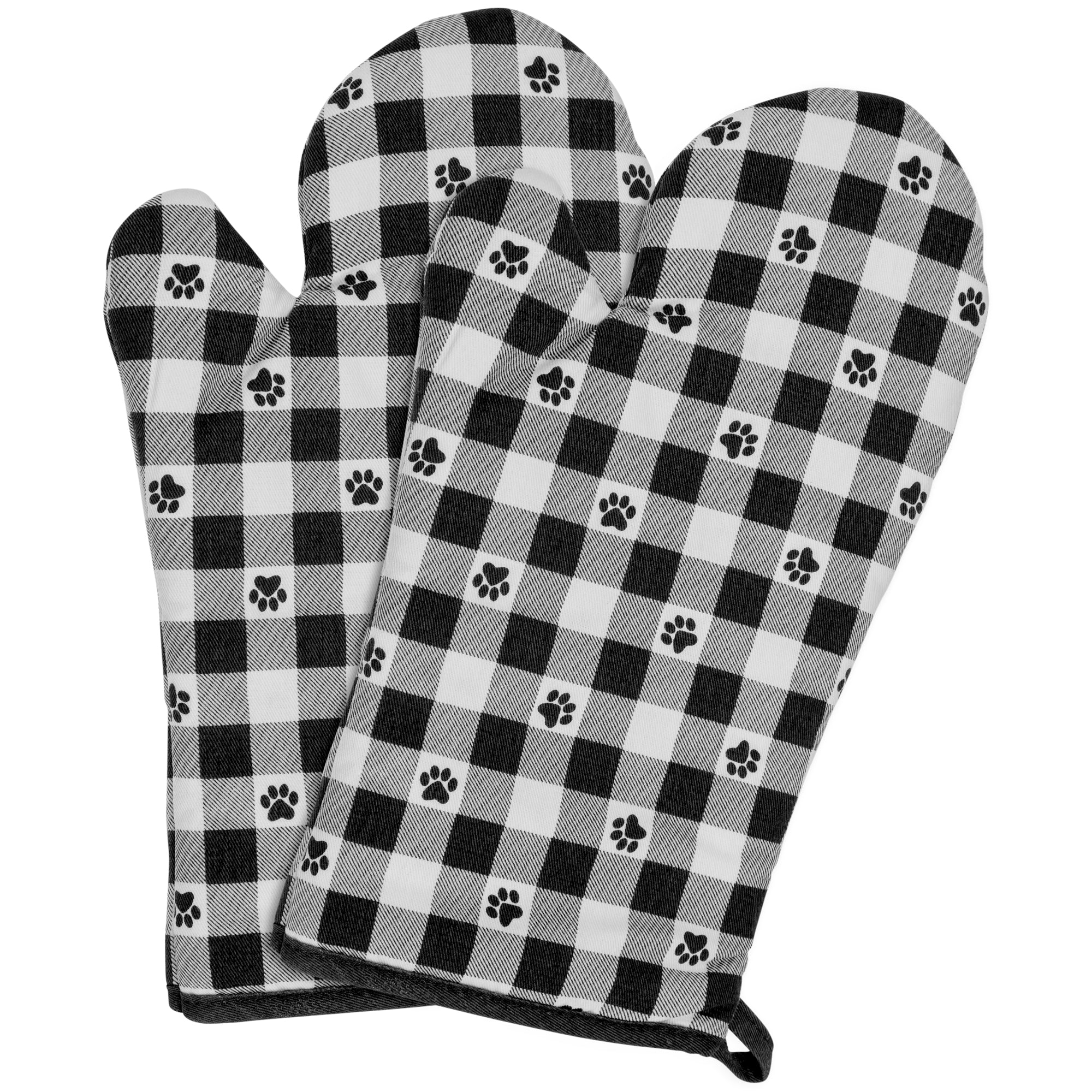 Festival Pets 100% Cotton Oven Mitts , Dog Oven Mitts , Cat Oven Mitts - Buffalo Paws - Black