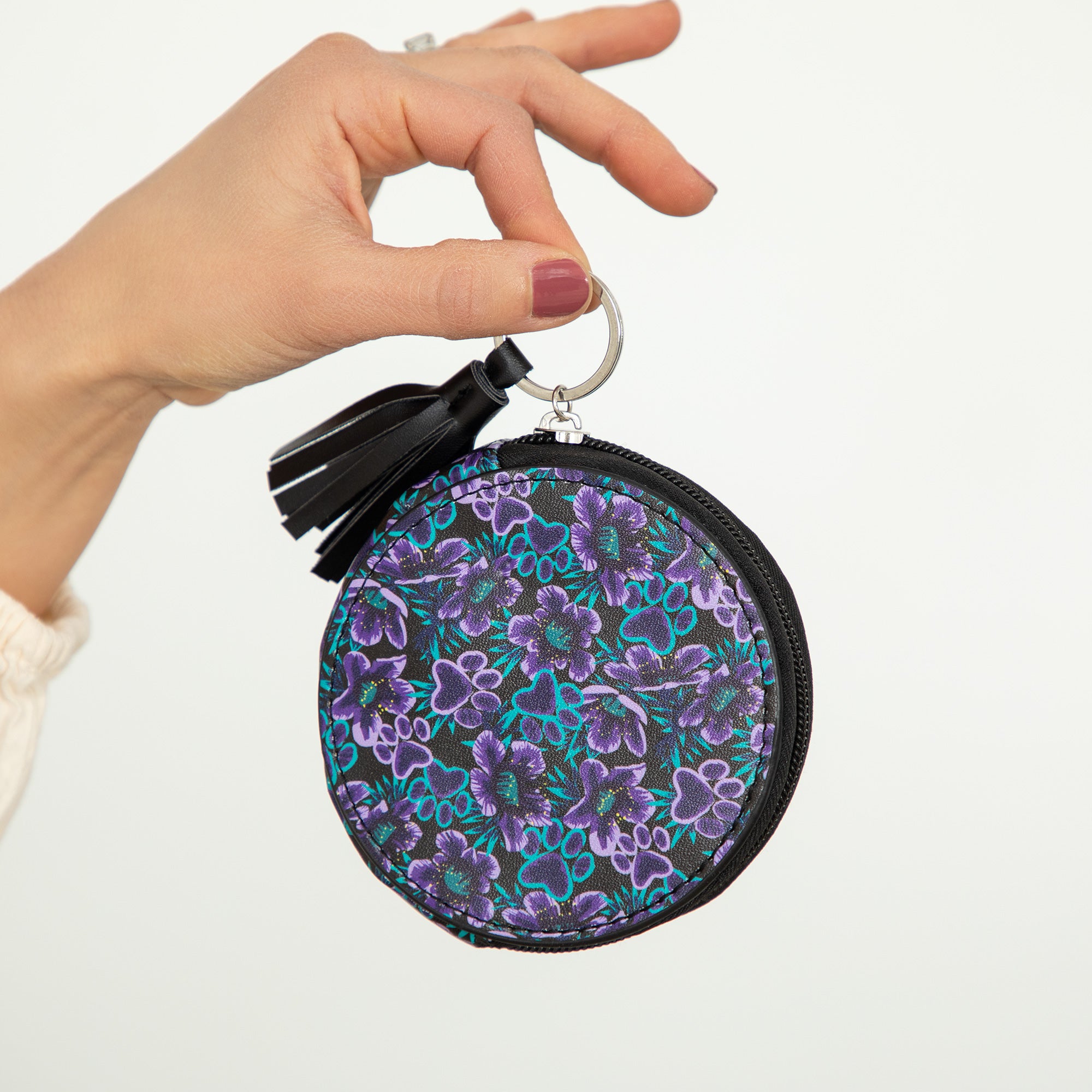 Midnight Floral Paw Print Bags - Coin Purse