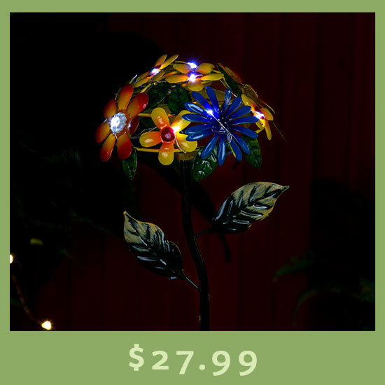 Floral Bouquet Solar Garden Stake - $27.99