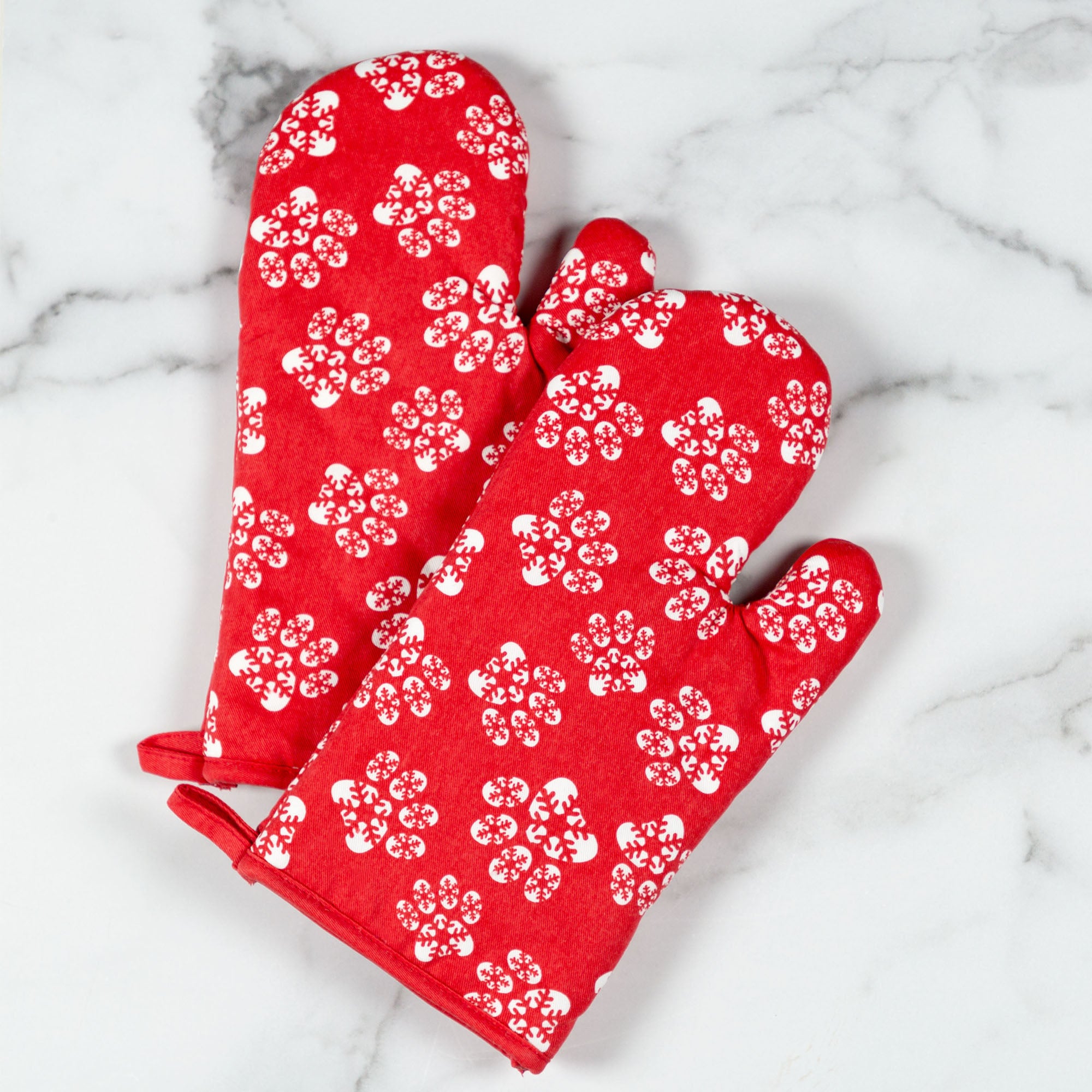Festival Pets 100% Cotton Oven Mitts , Dog Oven Mitts , Cat Oven Mitts - Snowflakes