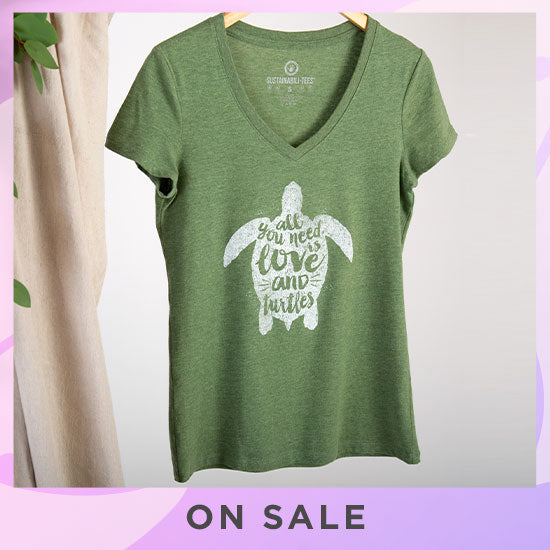 Love & Turtles V-neck Sustainable Tee - On Sale