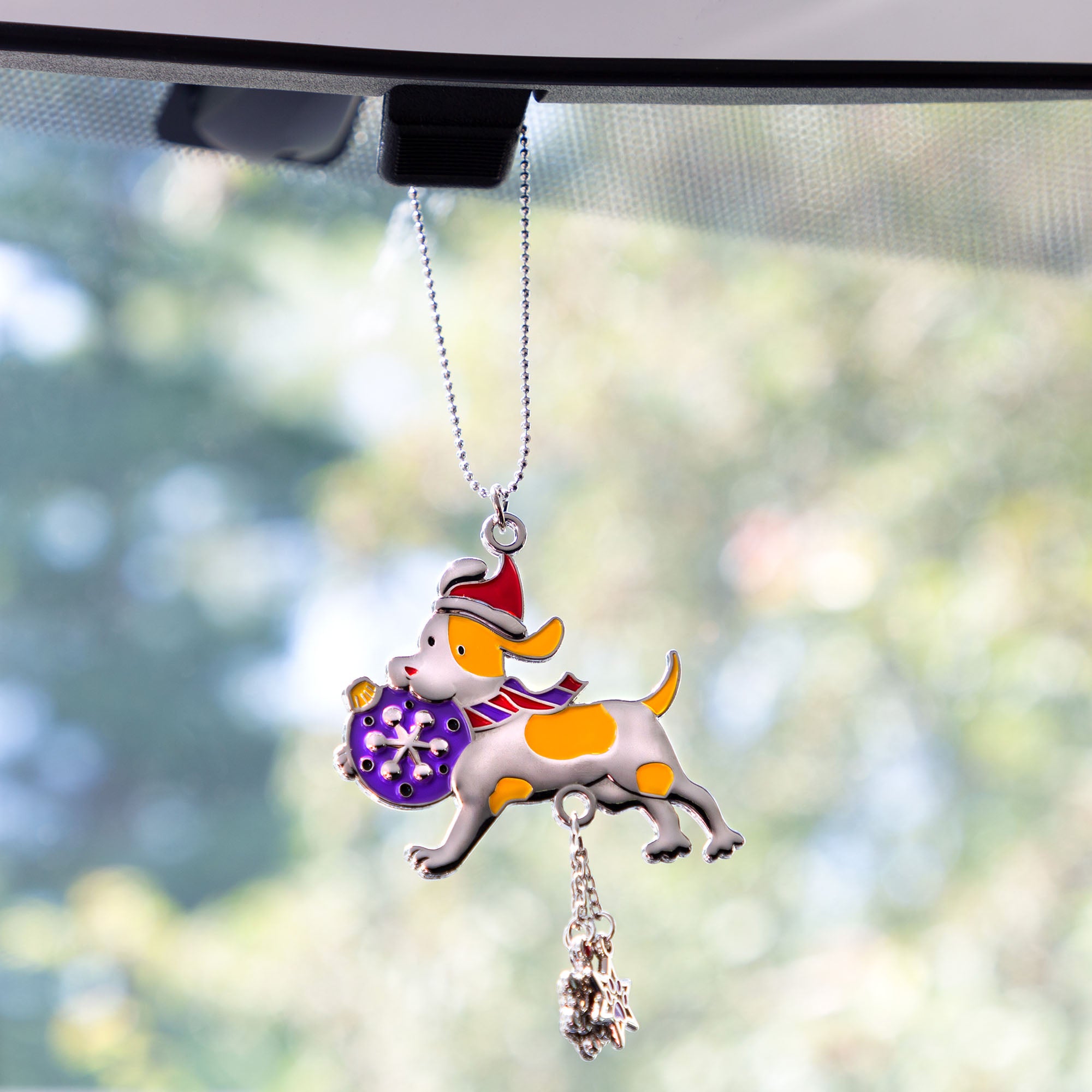 Kitty & Dog Car Charm , Cat Charm , Dog Charm - Festive Dog