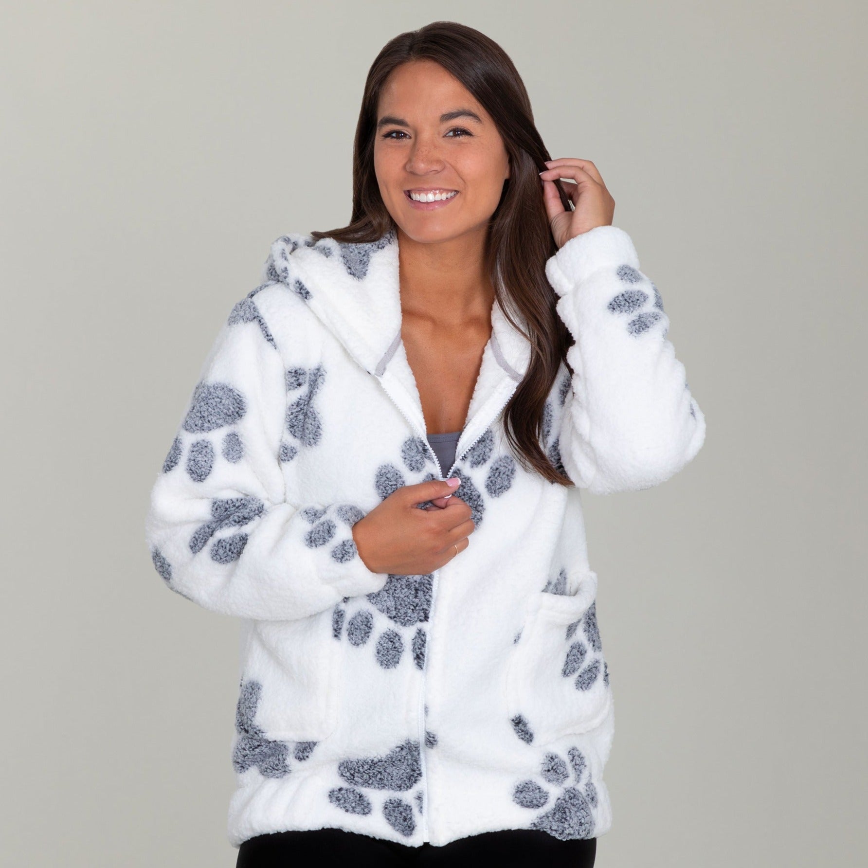 Cozy In Paws Sherpa Fleece Hooded Jacket - White - 3X