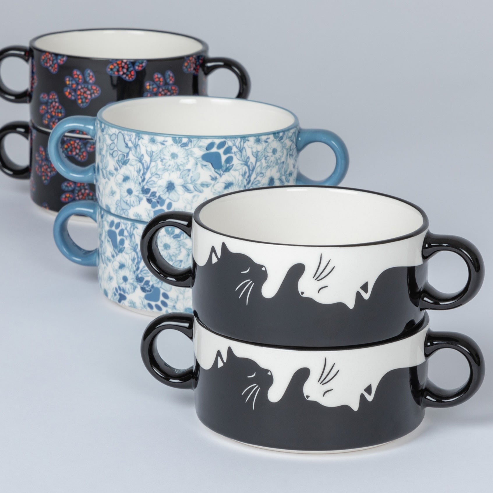 Double Handle Soup Cups - Set Of 2 - Paw Of Hearts