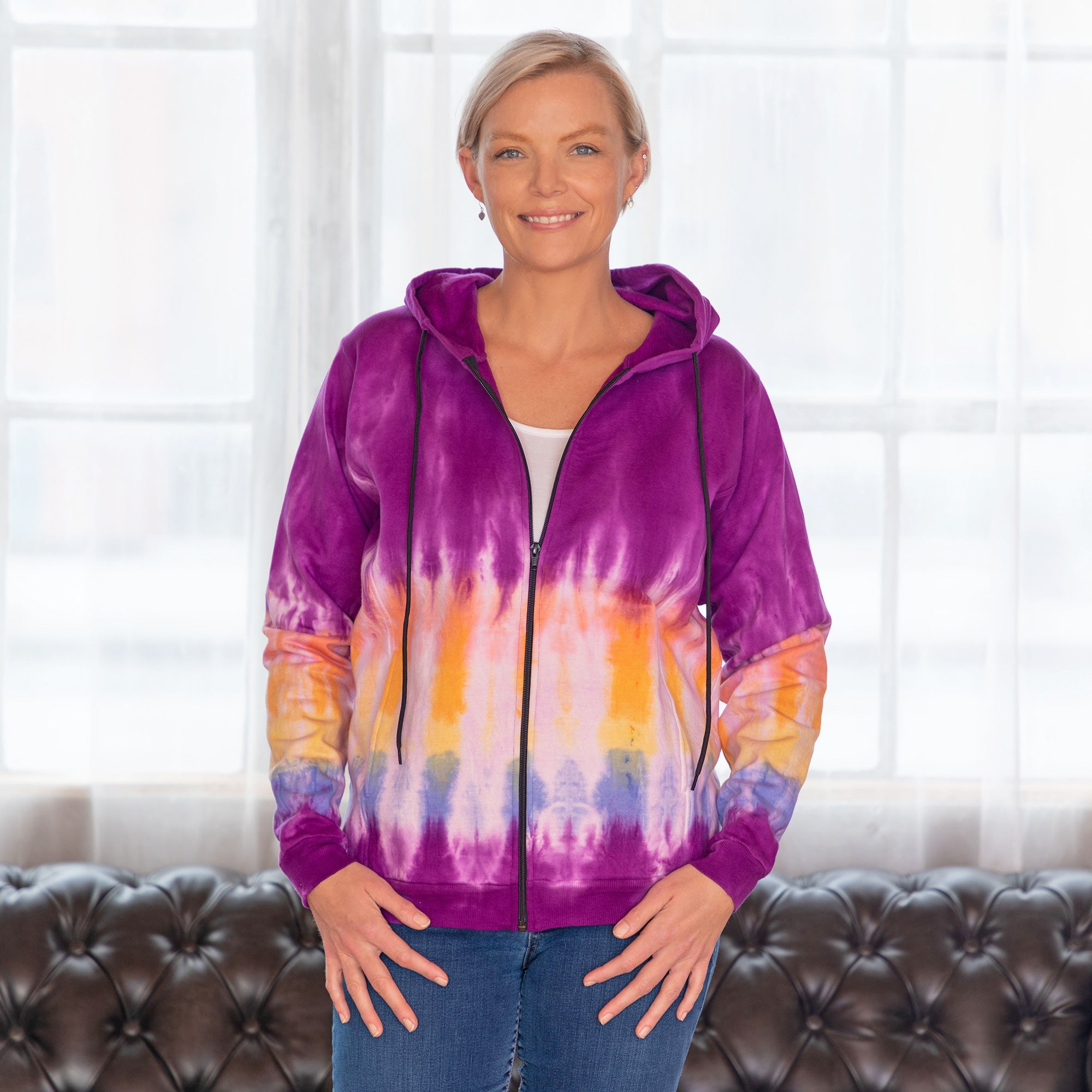 Blurred Rainbow Lightweight Hooded Jacket - Purple - M