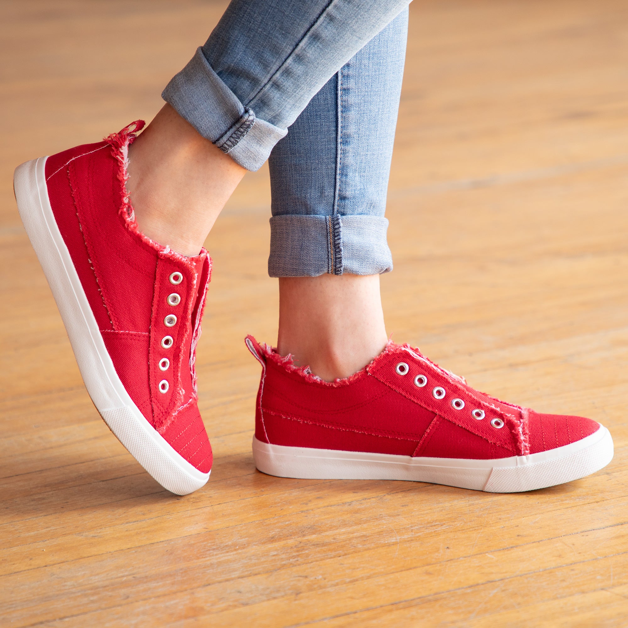Girlie Girl™ Slip-On Canvas Sneakers - Red - 10