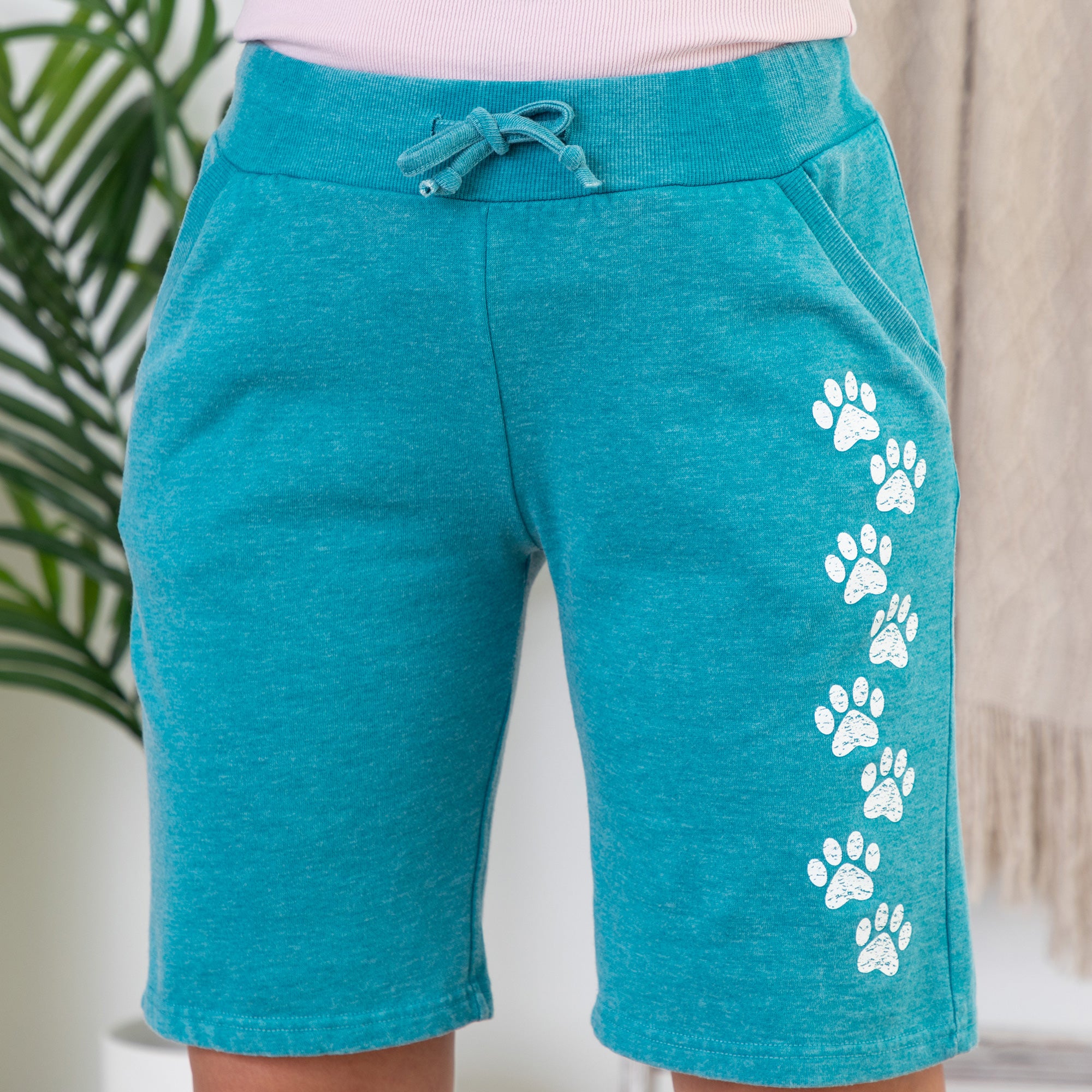 Walking Paws Burnout Board Shorts - Turquoise - S