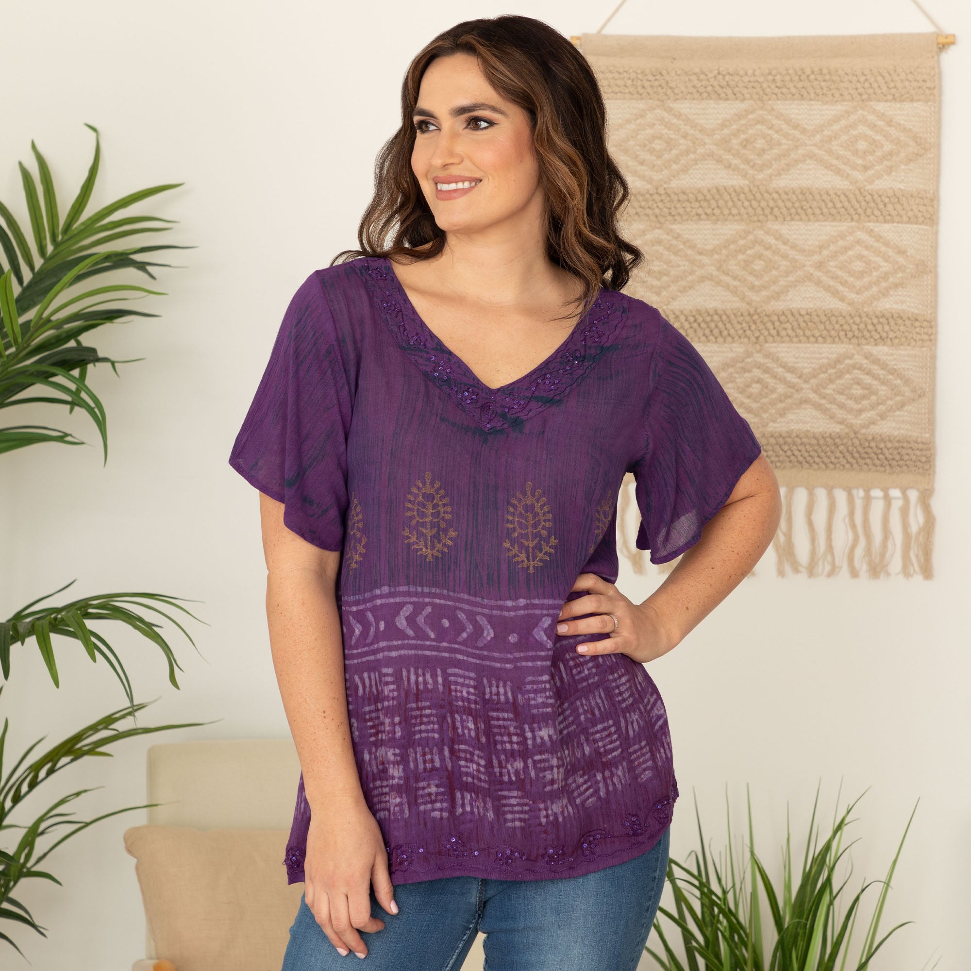 A Perfect Pair Casual Separates - Purple Plum - Top - 2X