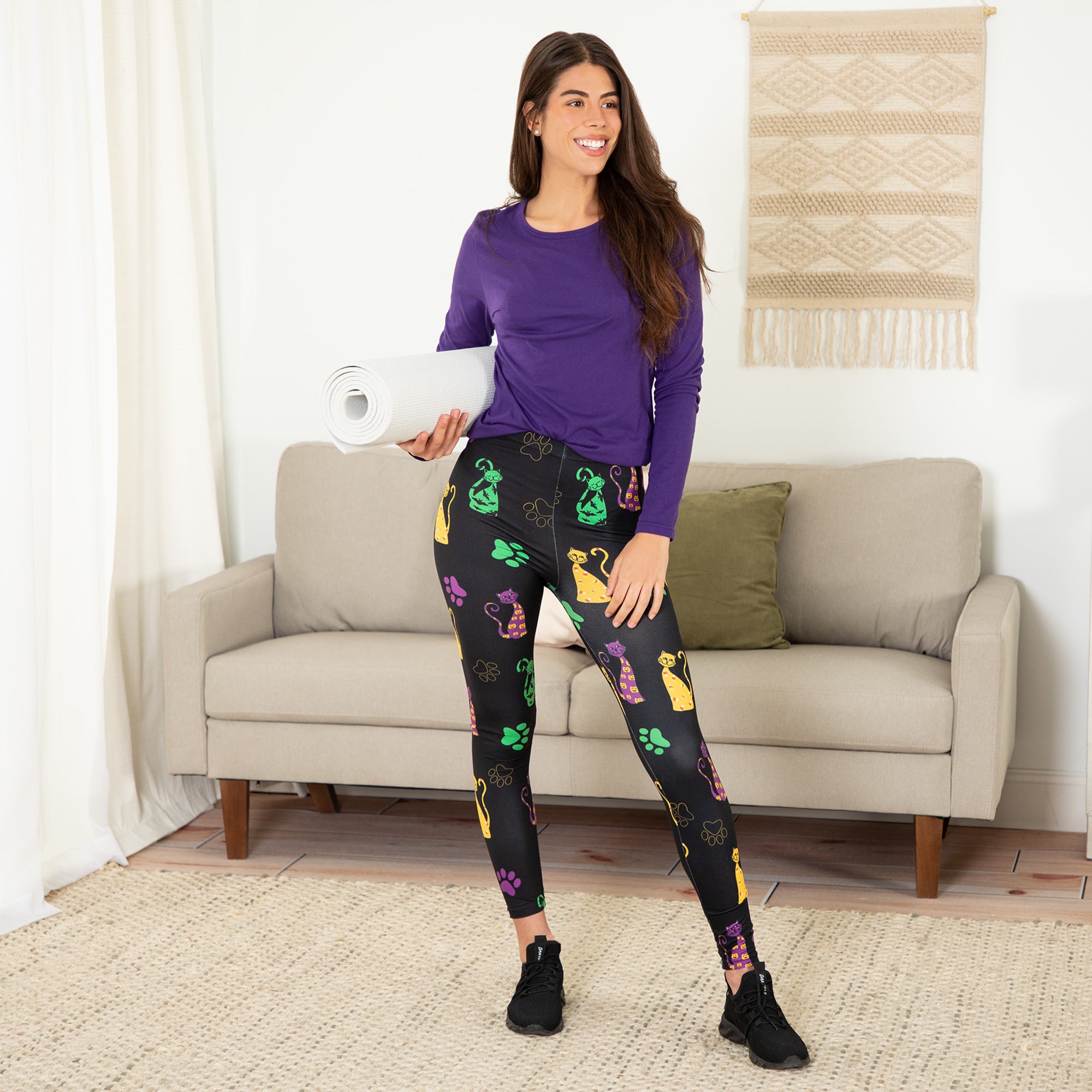 Pawsitively Comfy Halloween Leggings - Cat - Standard