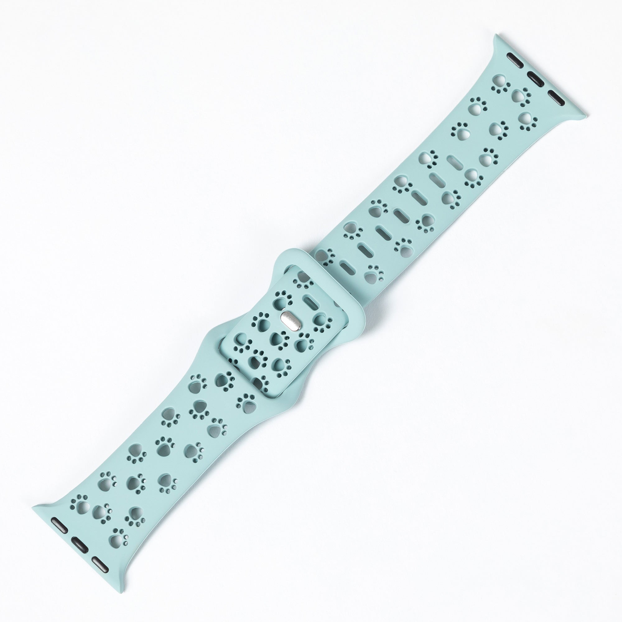 Patterned Silicone Apple Watch Band 38mm/40mm 42mm/44mm - Cut Out Paws - Aqua - 42mm/44mm