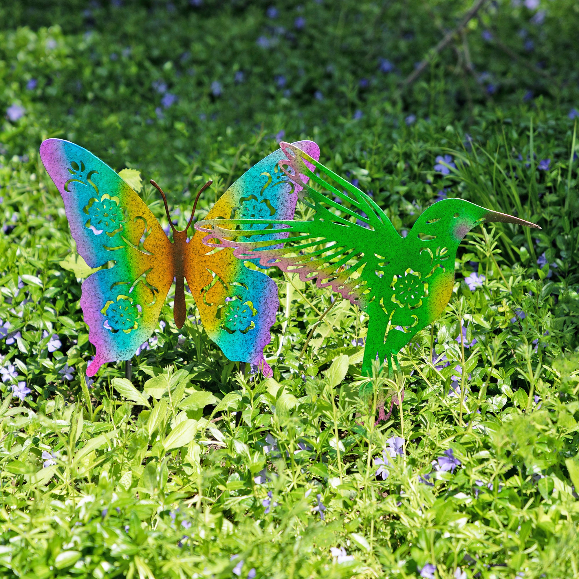 Fluttering Friends Silhouette Garden Stake - Hummingbird