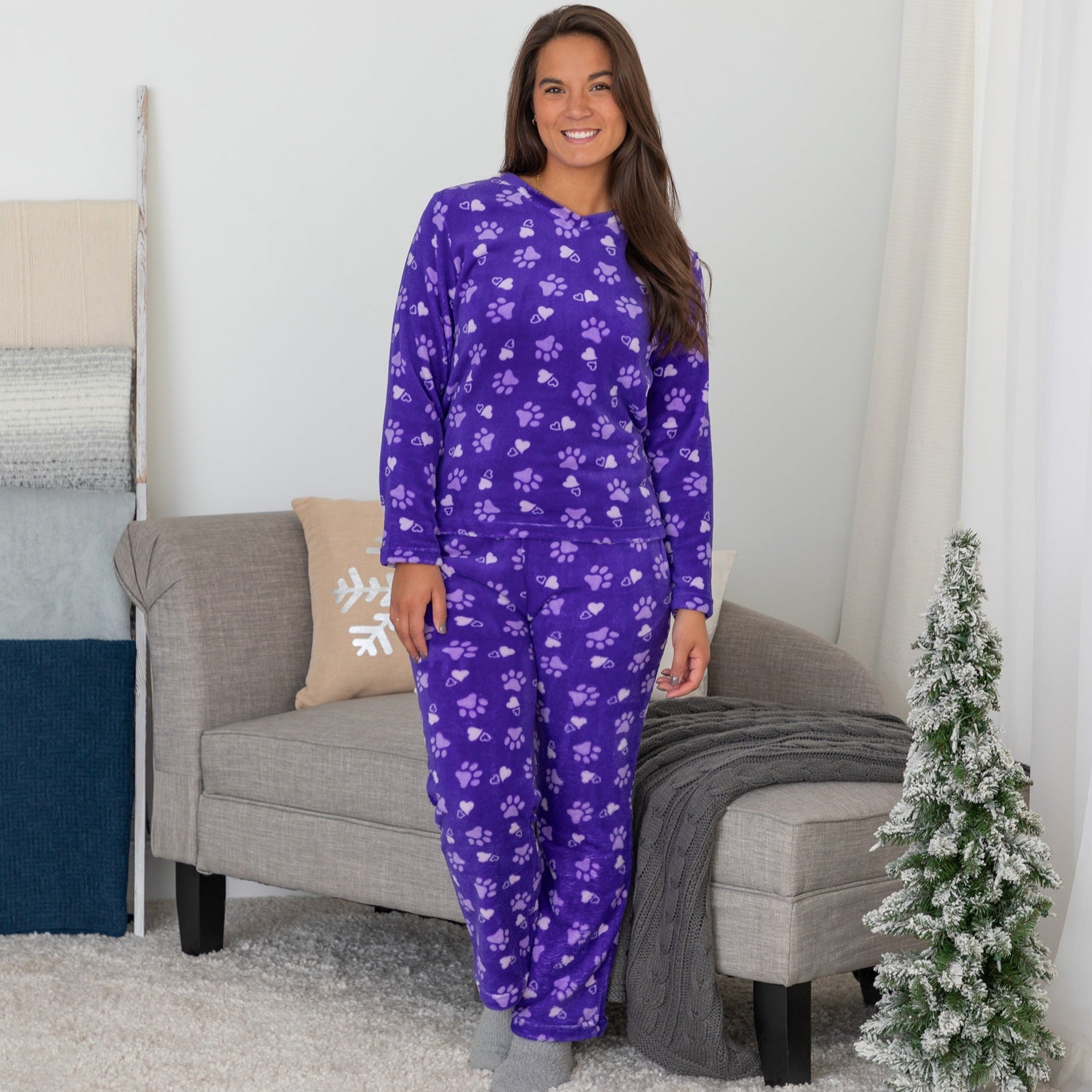Super Cozy™ Paw Print Pajama Set - Hearts & Paws - 1X