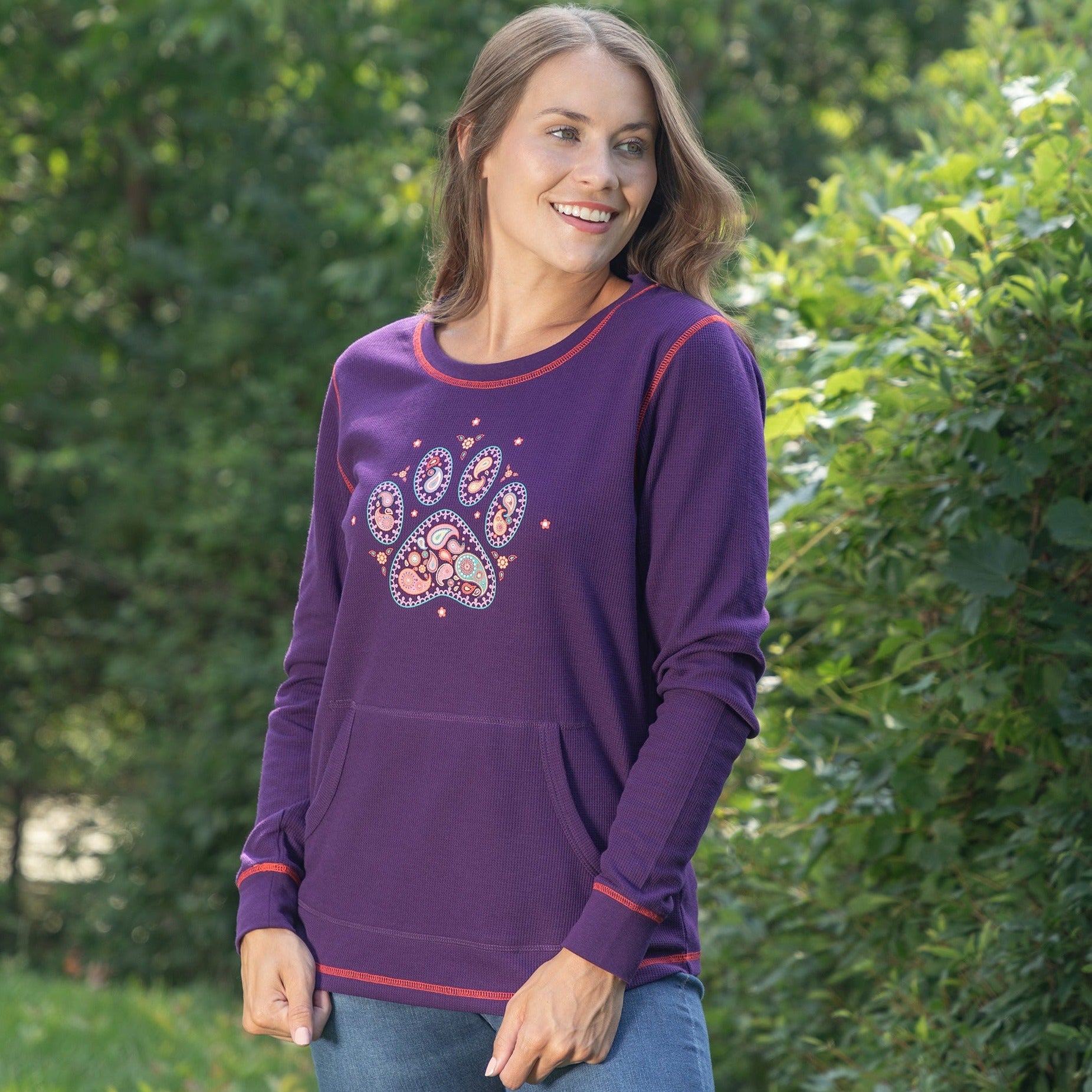 Paisley Paw Thermal Long Sleeve Top - 3X