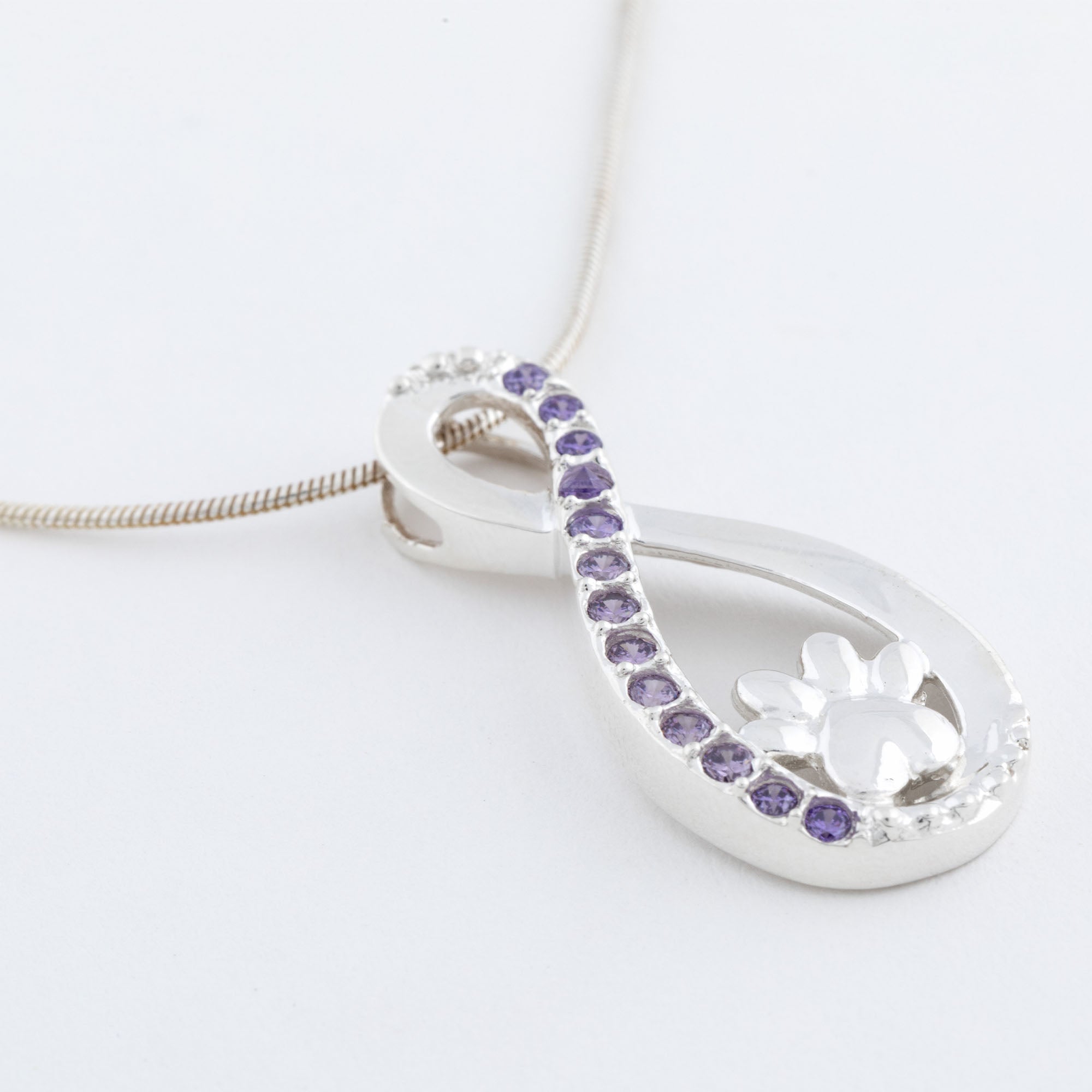 Infinity Love For Paws Sterling & Crystal Necklace - With Snake Chain