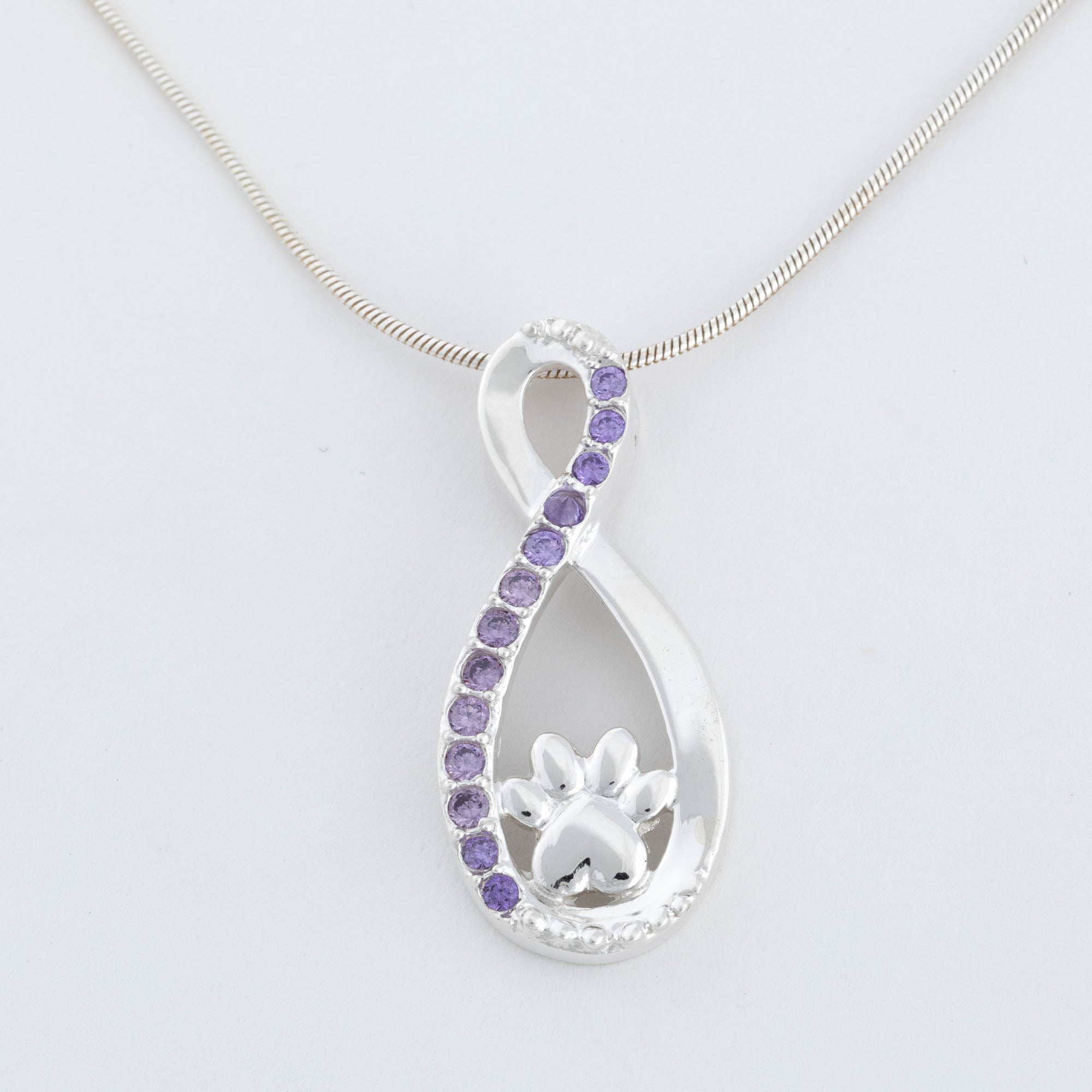 Infinity Love For Paws Sterling & Crystal Necklace - With Sterling Cable Chain