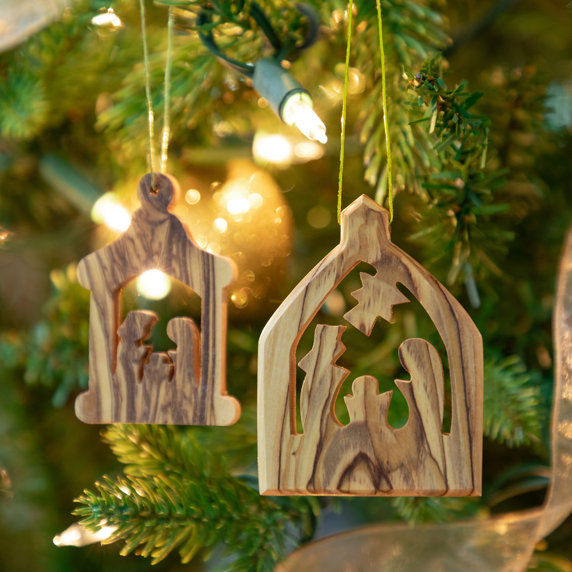 Hand Carved Olive Wood Ornament - Holy Family
