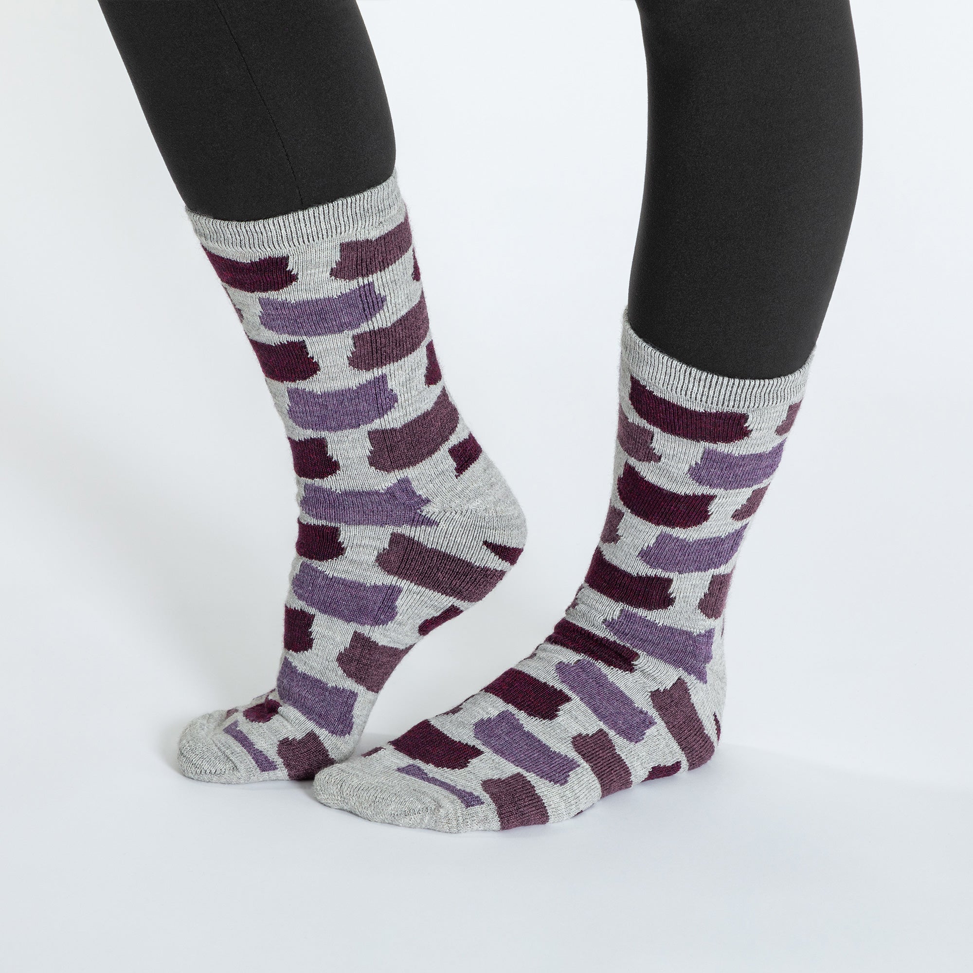 All Over Cats Alpaca Socks - Purple