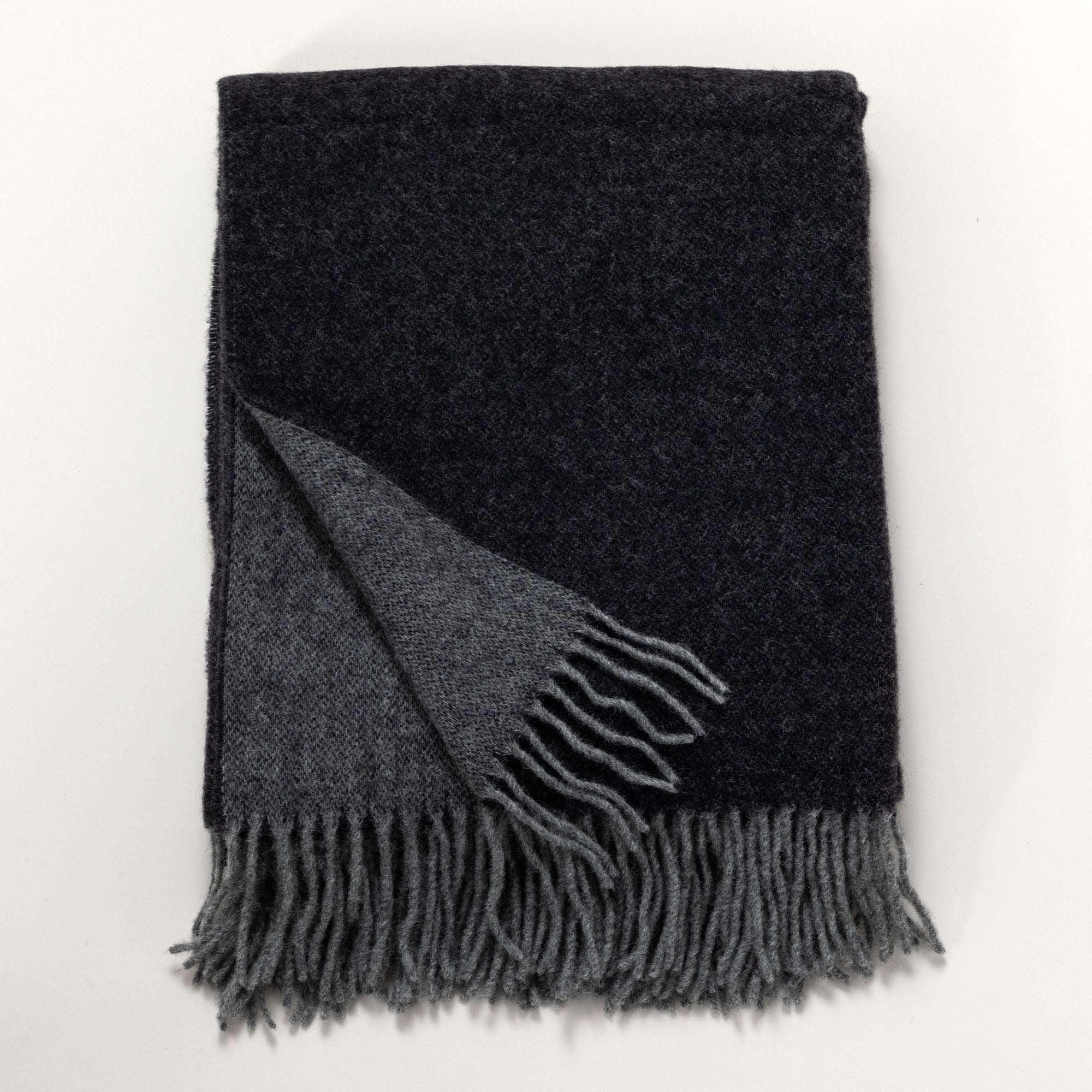 Ukrainian 100% Merino Wool Throw Blanket - Black/Gray
