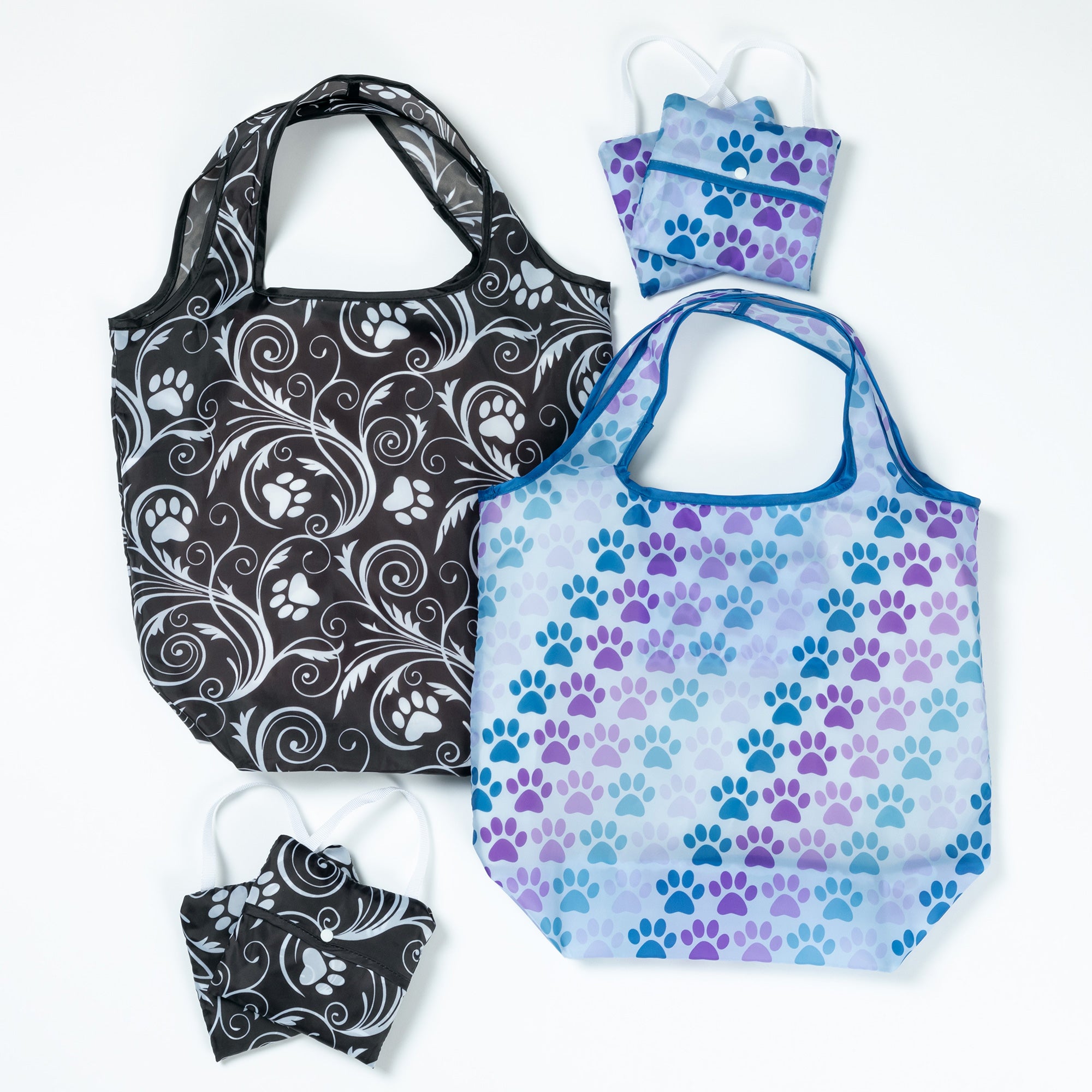 Perfectly Patterned Shopping Totes - Set Of 3 - Diagonal Paws