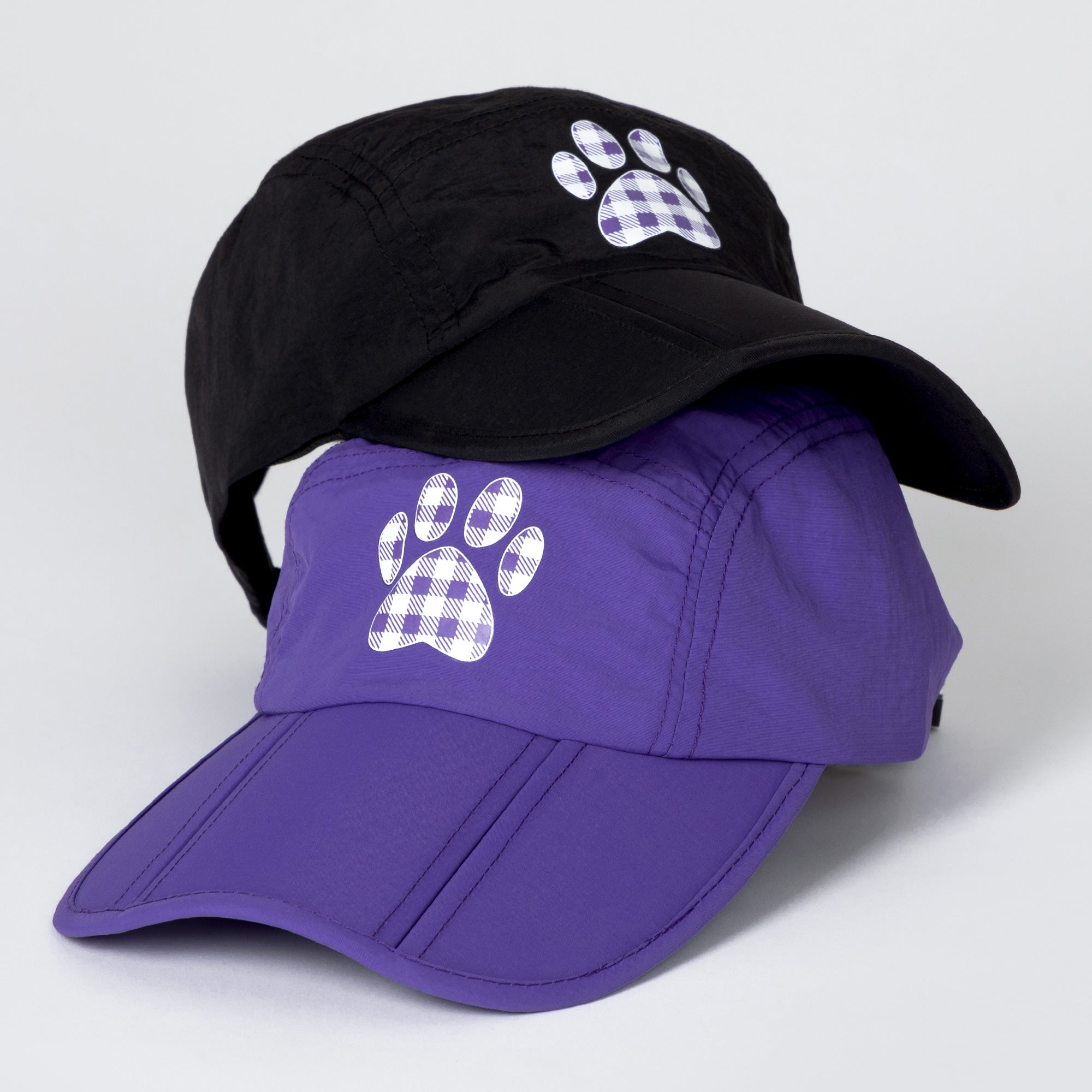Paw Print Foldable Lightweight Baseball Cap - Purple