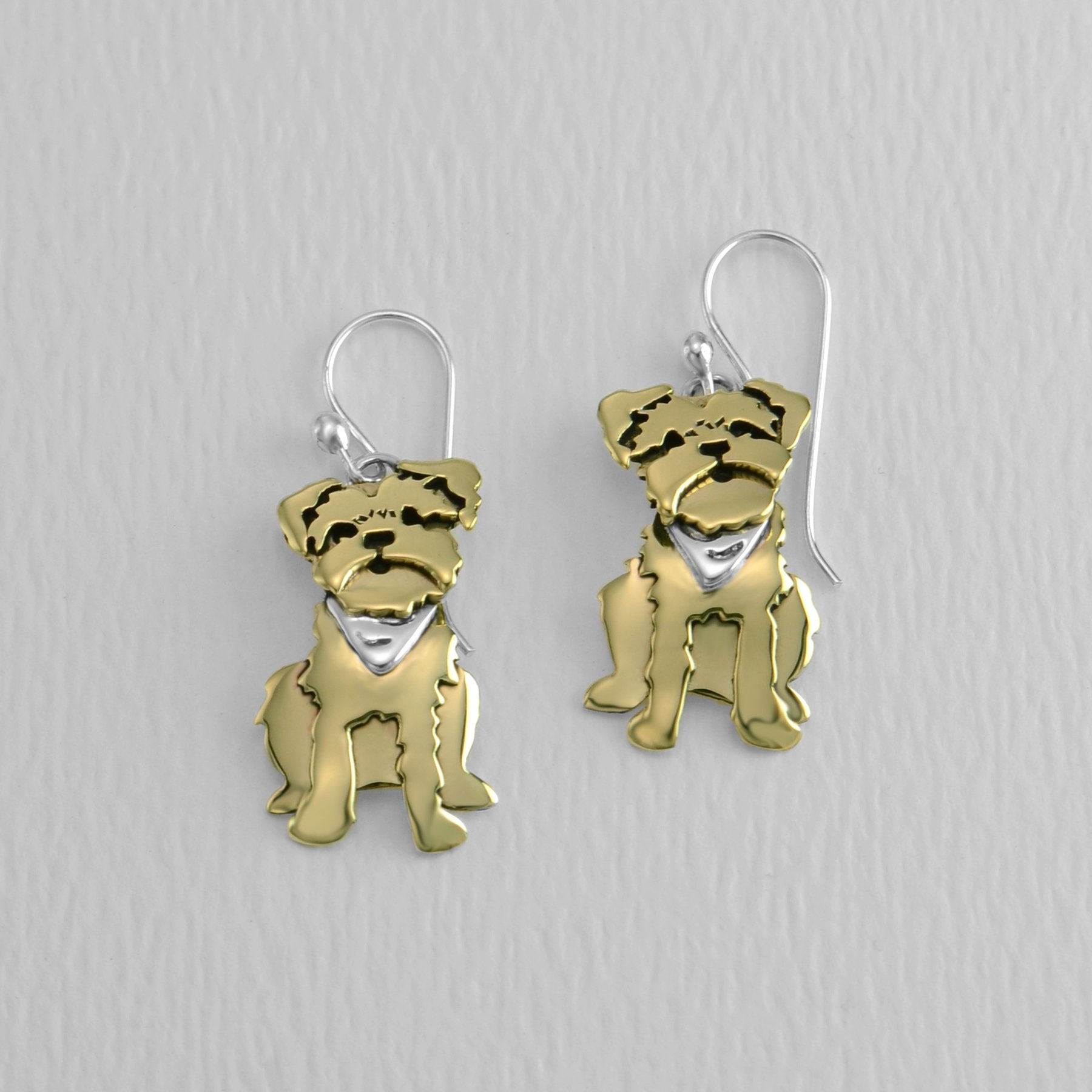 Sterling Silver Dangle Dog Earrings - Terrier