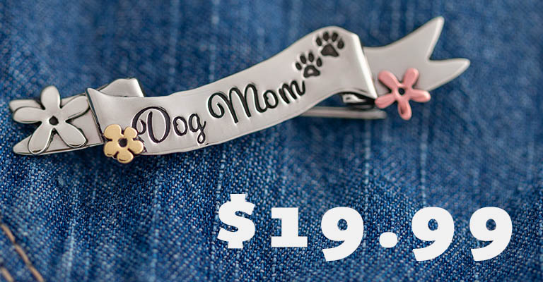 Pet Mom Mixed Metal Banner Pin | $19.99