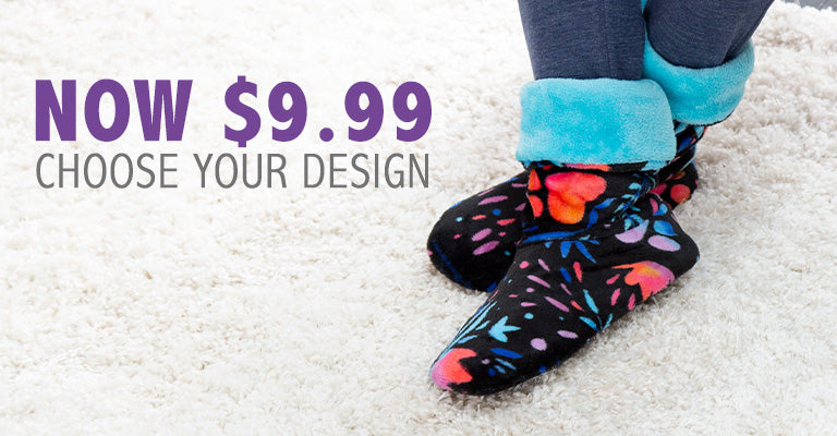 Super Cozy Paw Print Fleece Booties | Now $9.99 | Choose Your Design