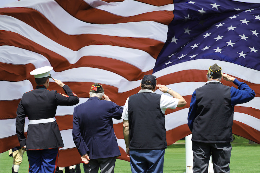Veterans salute the flag